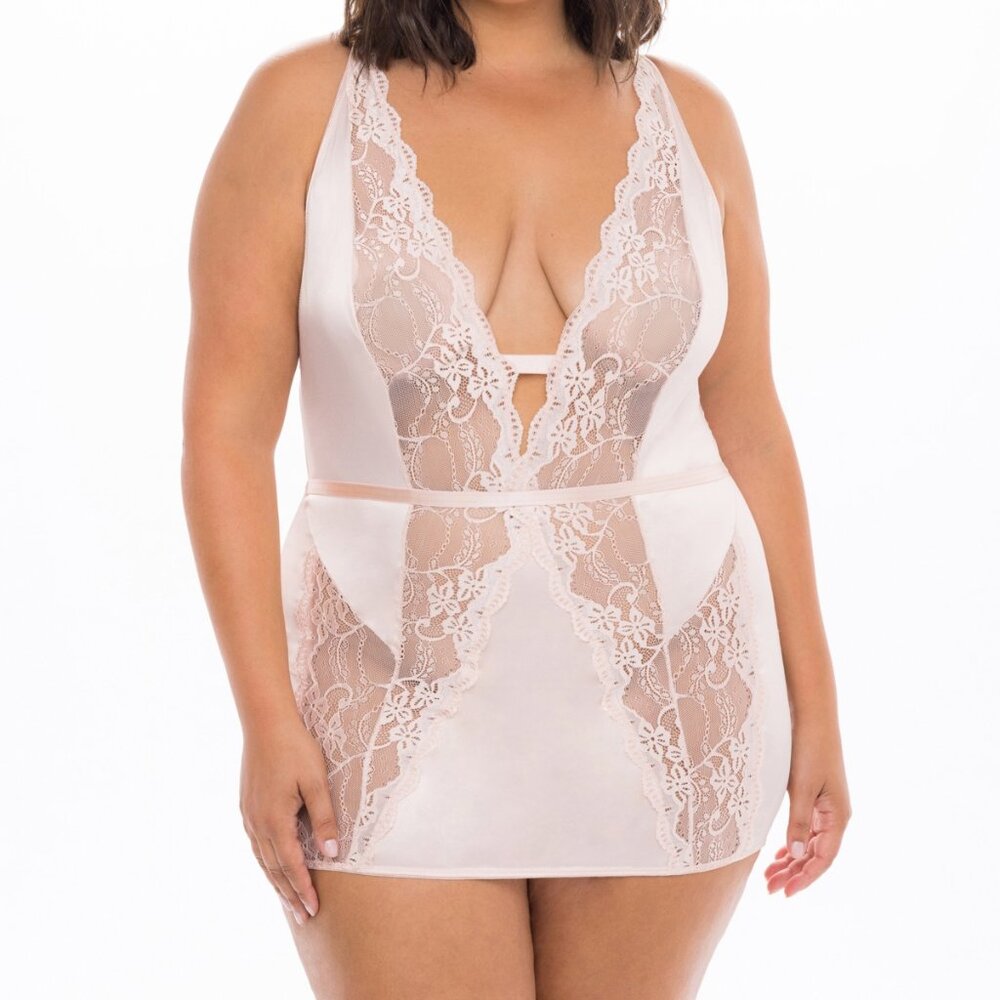 🫦 3X 🫦 4X Plus Size New SEXY Lingerie Lace Babydoll Plunge One Piece Womens